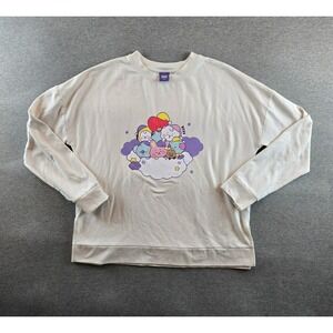 BT21 Universtar Friends Women's‎ Sweatshirt Size Large - Soft PJ Set Top Cream